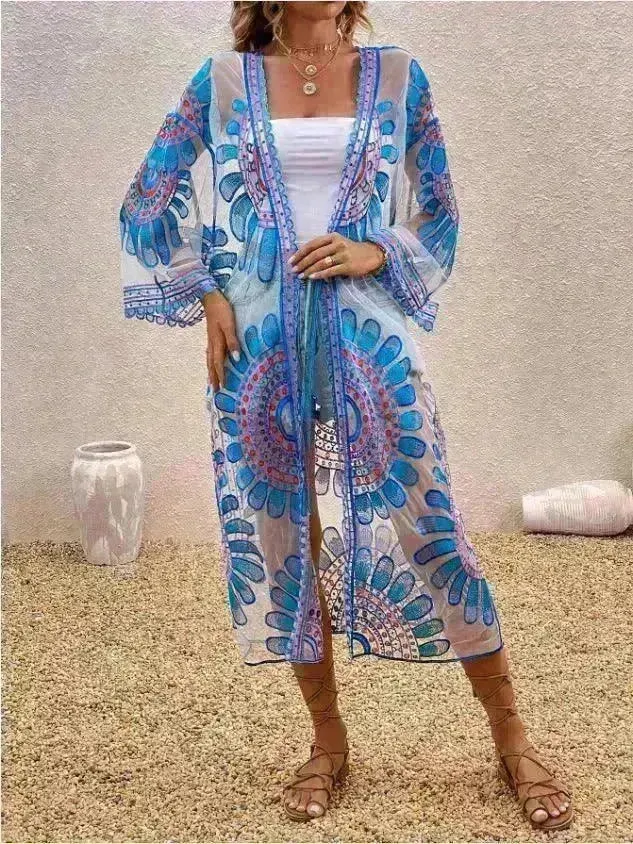 Beach Cover-up Pattern Sun Protection Cardigan Female