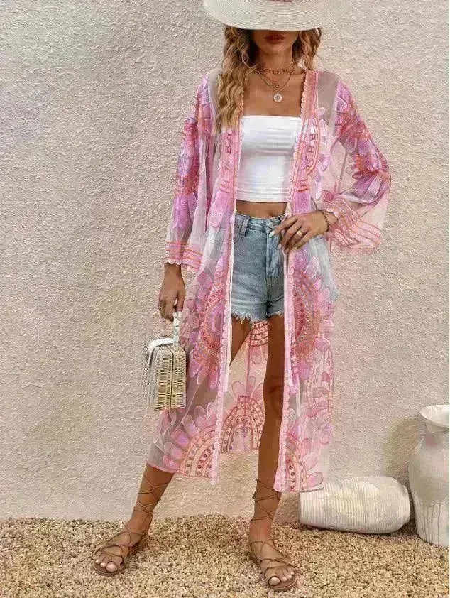 Beach Cover-up Pattern Sun Protection Cardigan Female