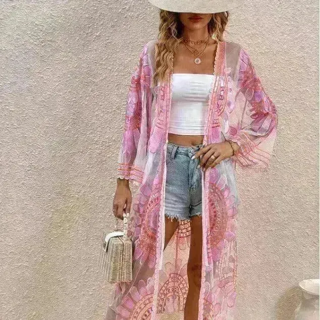 Beach Cover-up Pattern Sun Protection Cardigan Female