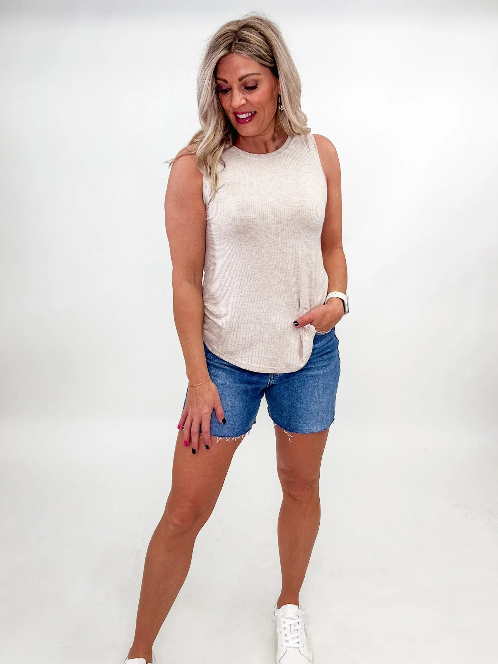Euclid Ribbed Tank, Oatmeal