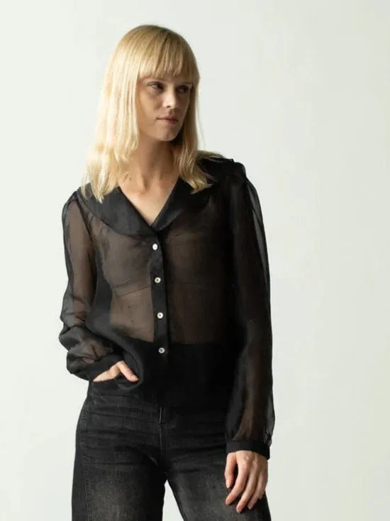 Lingua Franca - Long Sleeve Odette Top (Black)